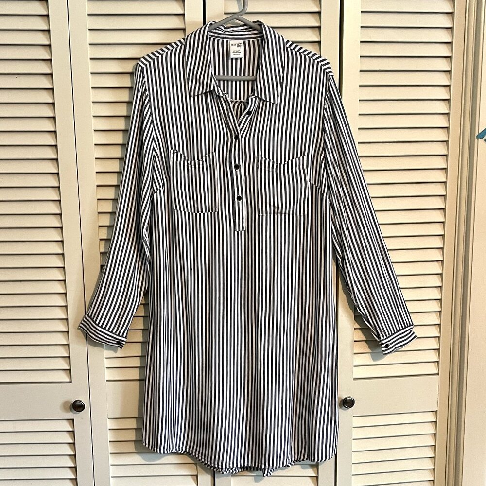 Terra & Sky Long Tunic * Size 0X (14W) * Blue/White Stripe * Rayon * Never Worn